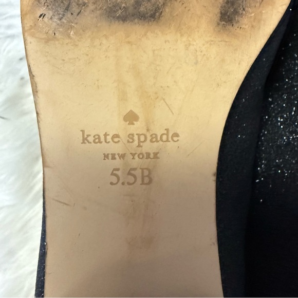 Kate Spade Black Glitter Loafers with Bow Charm - Picture 5 of 8
